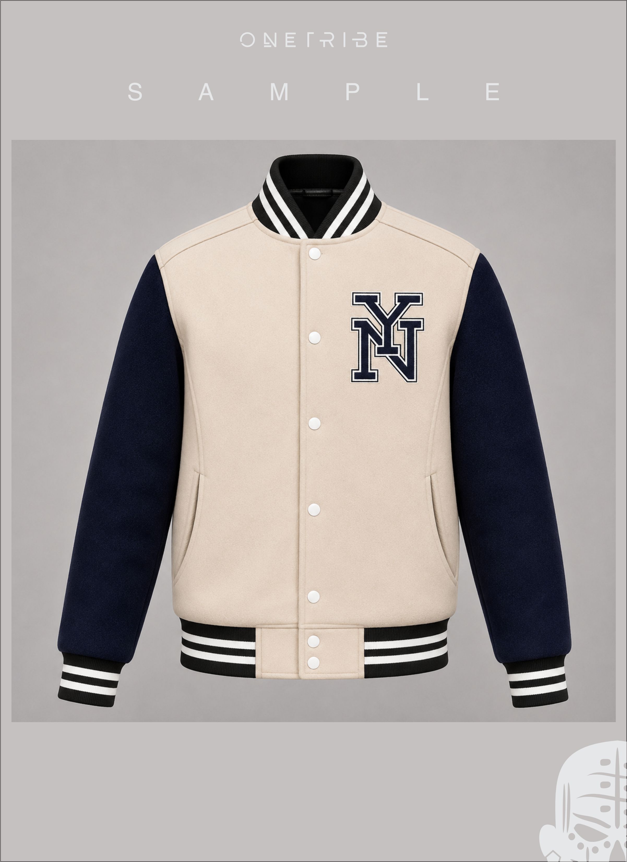 CUSTOMIZABLE LETTERMAN JACKET (FFWHT/NVY)