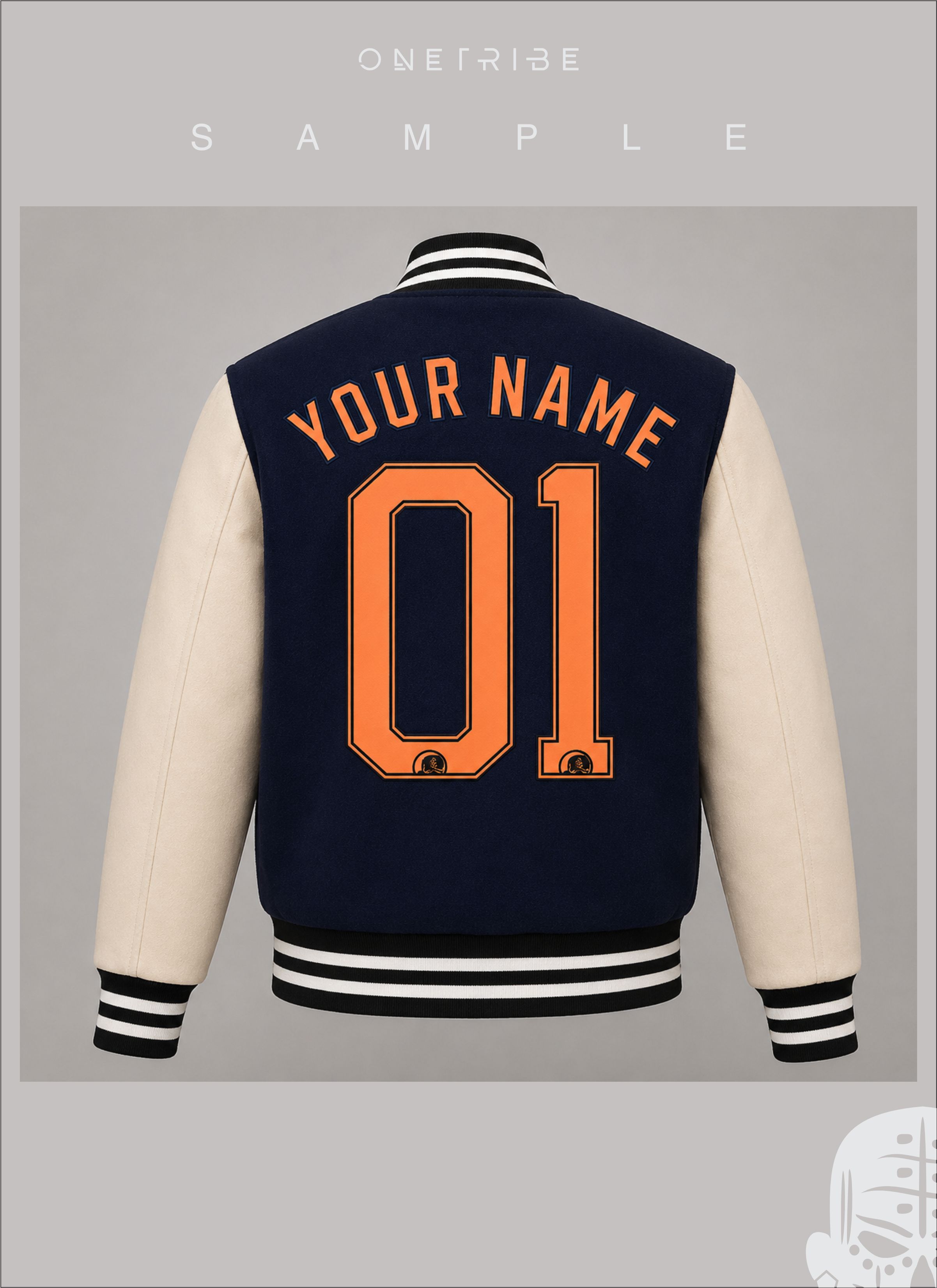 CUSTOMIZABLE LETTERMAN JACKET (NVY/FFWHT)
