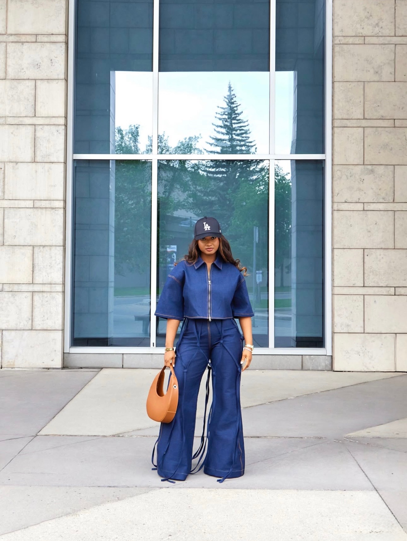 CALABASH DENIM PANTS AND ZIPPER SHIRT
