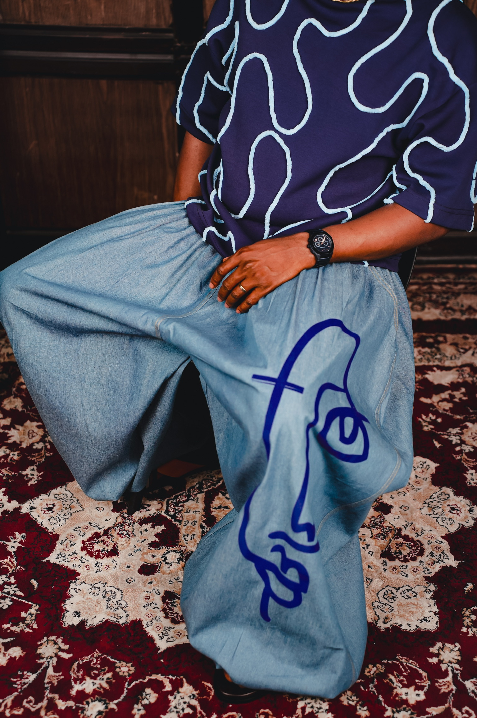 BANTU PANTS AND MAP SHIRT (SKY BLUE AND NAVY)