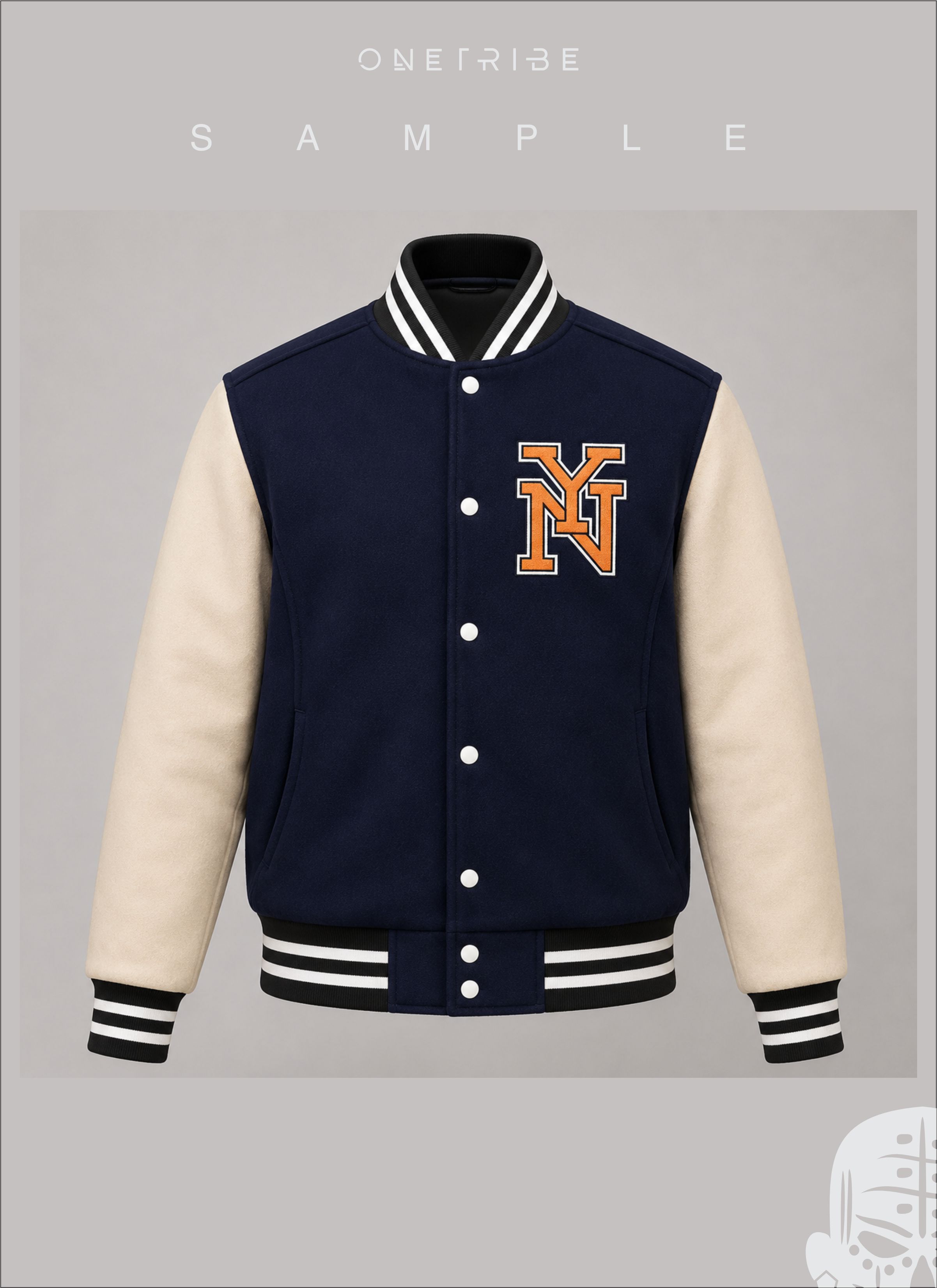 CUSTOMIZABLE LETTERMAN JACKET (NVY/FFWHT)