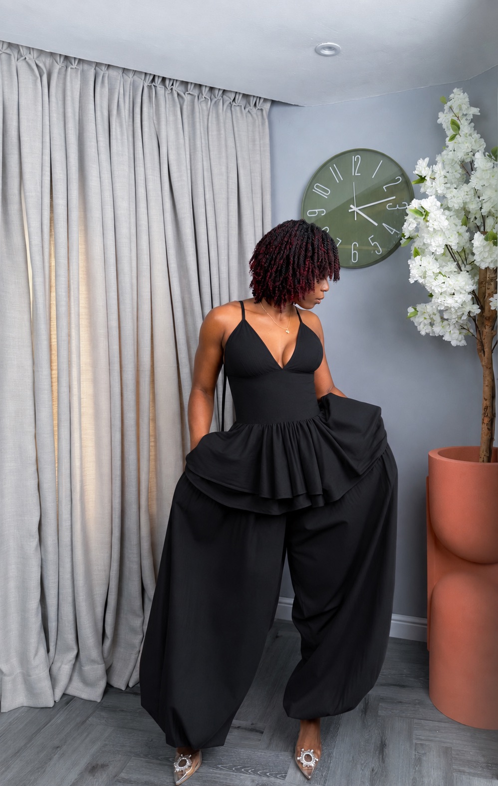 ONILA PEPLUM 2 PIECE BLCK